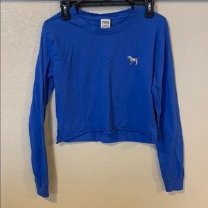 Pink VS sequin long sleeve crop top